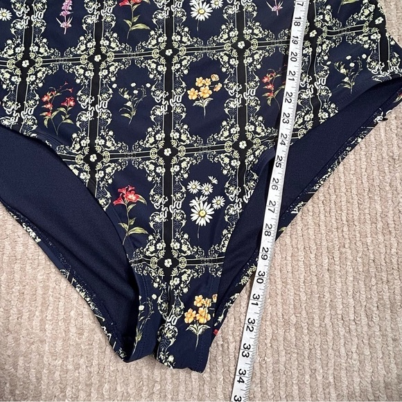 Agua Bendita x Target Navy Blue Floral Tile Cheeky One Piece Swimsuit - Picture 16 of 16